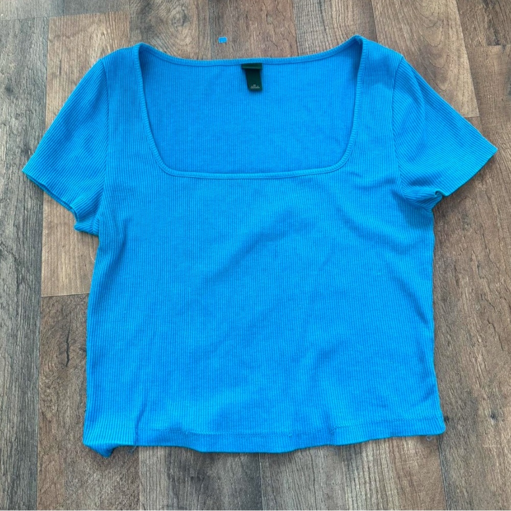 blue cropped top